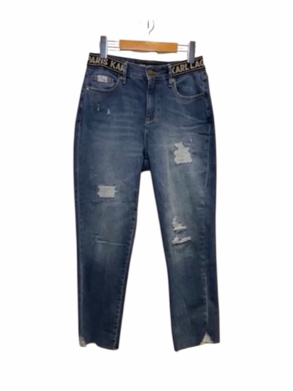 Karl Lagerfeld Washed Blue Ripped Boyfriend Jeans